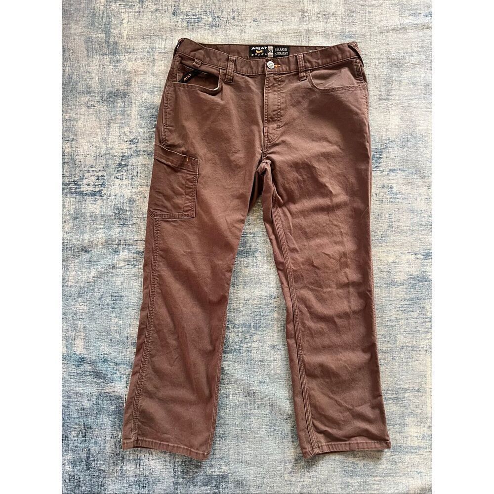 Ariat Brown M4 Relaxed Straight Durastretch Made Tough Work Pant 34 x 29